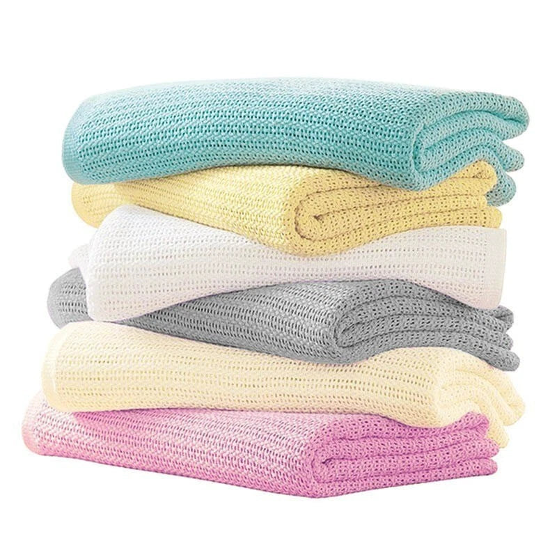 Premium 100%Cotton Cellular Extra Soft Baby Unisex Blanket Cot Pram Moses Basket