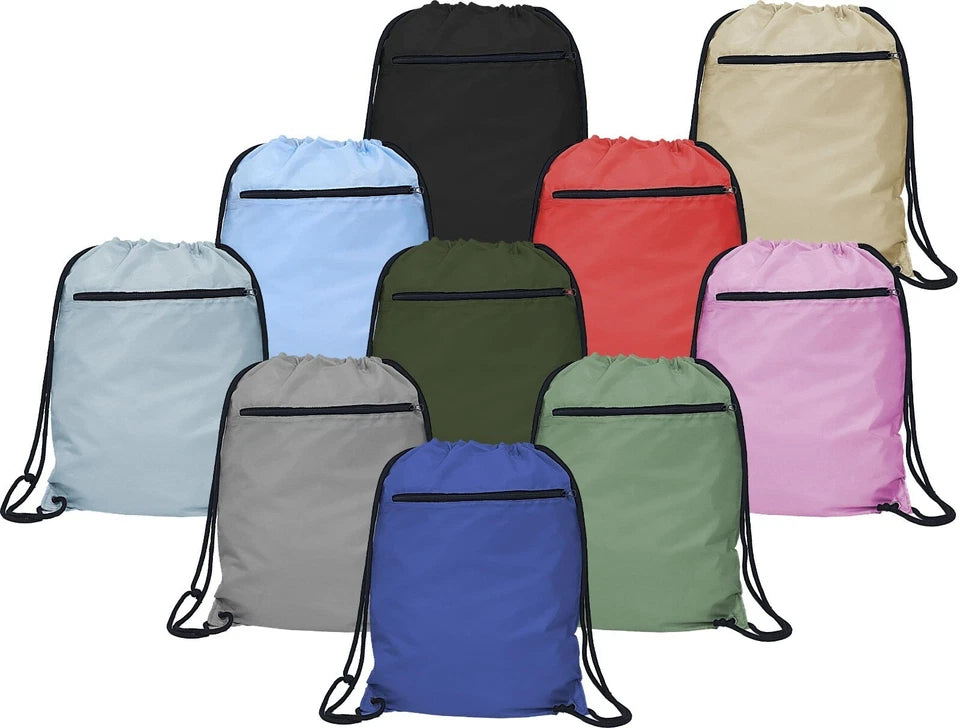 Premium Drawstring Bag Gym Sack Swim School PE Bag Zip Pocket Gym Backpack