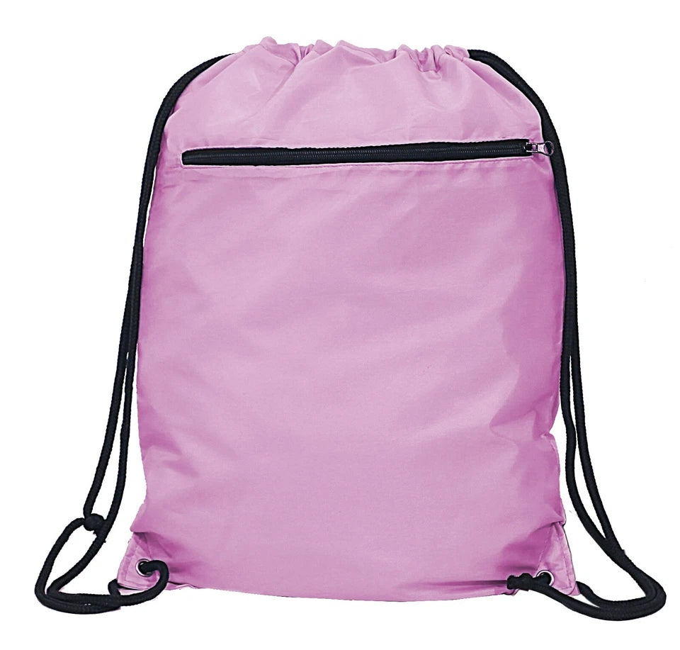 Premium Drawstring Bag Gym Sack Swim School PE Bag Zip Pocket Gym Backpack