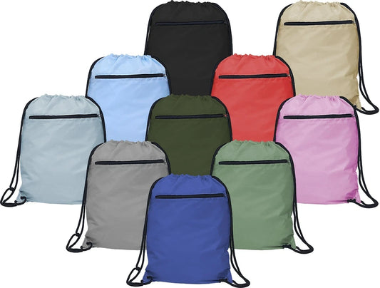 Premium Drawstring Bag Gym Sack Swim School PE Bag Zip Pocket Gym Backpack